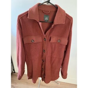 🍁NWOT BROWN FLEECE FP DUPE WILD FABEL BUTTON UP FALL SHACKET🍁